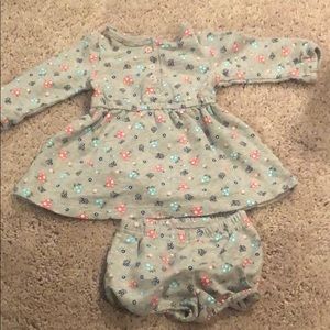 Worn once. Gray and floral print set